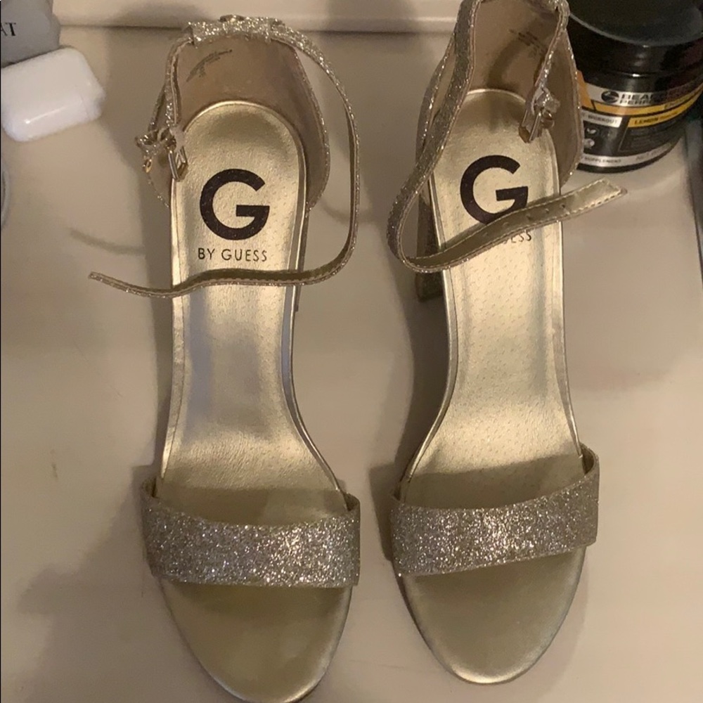 gold glitter heels